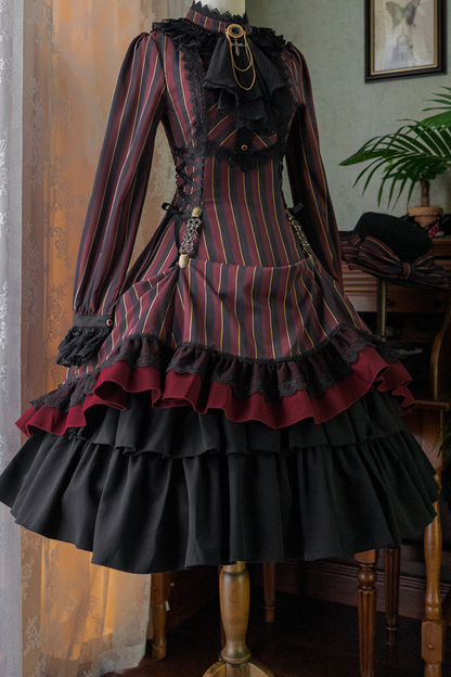 Retro Striped Elegant Gothic Lolita Dress