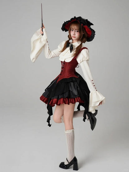 【12月3日予約締切】inverted spell contract ダークゴシックウィッチレッドドレスフルセット＋シャツ＋ベスト＋スカート