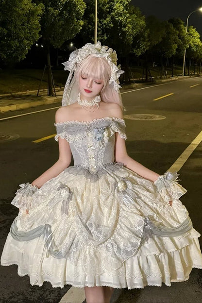 [Pre-order Deadline: June 14] Mist Blue Moonlight Elegant Princess Lolita Corset Pull-Up Dress