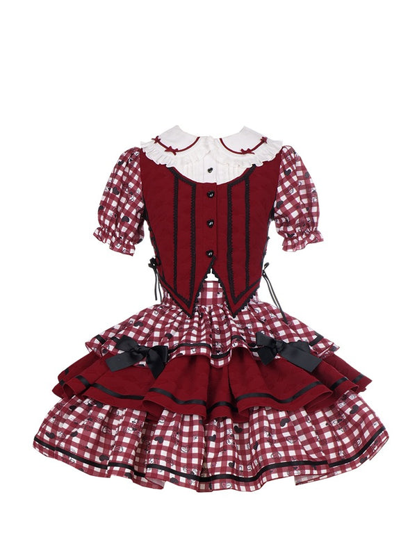 American Sweetheart Ruffle Check Layered Top + Tiered Ribbon Skirt