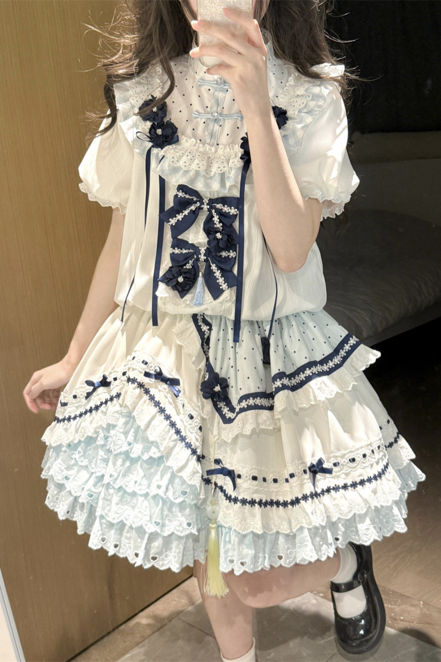 [3월 18일 예약마감] 차이나 드림 원피스 + 점퍼 스커트 + 소매 + 레그 워머 + 머리띠 + 칼라 + 클립 + 리본 + 공주 소매