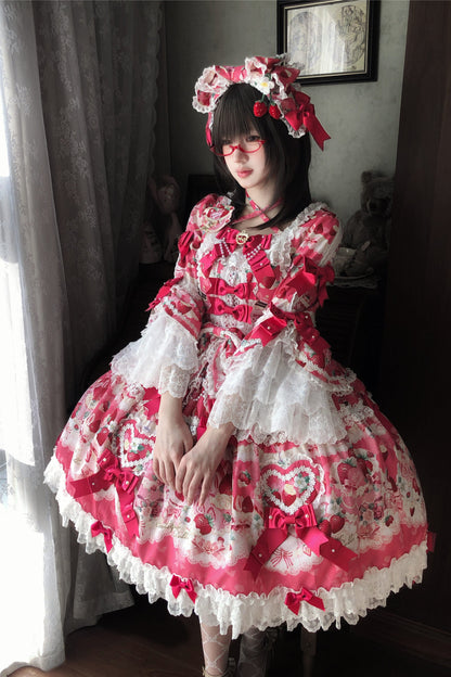 【2月27日予約締切】ストロベリーアンティークドールドレス＋フルセット＋ボンネット＋カチューシャ