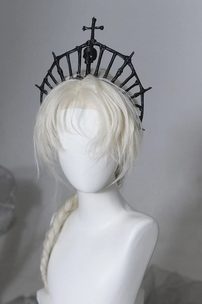 [Vorbestellung bis 8. Juni] Phantom Night Serie Gothic Kreuz Skelett Krone Kopfschmuck Stirnband