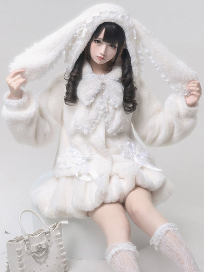 【2月7日予約締切】うさ耳フーディースノーファープラッシュジャケット＋バルーンスカート