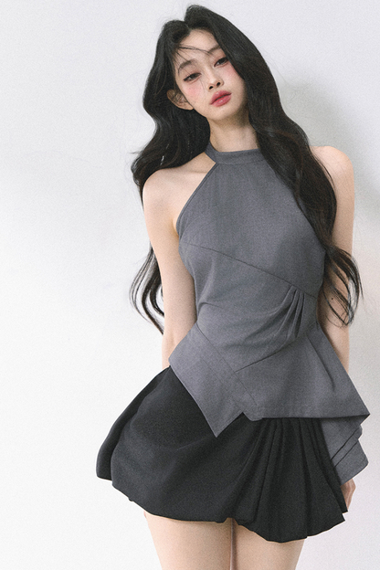 フレンチホットティーホルターネックトップス