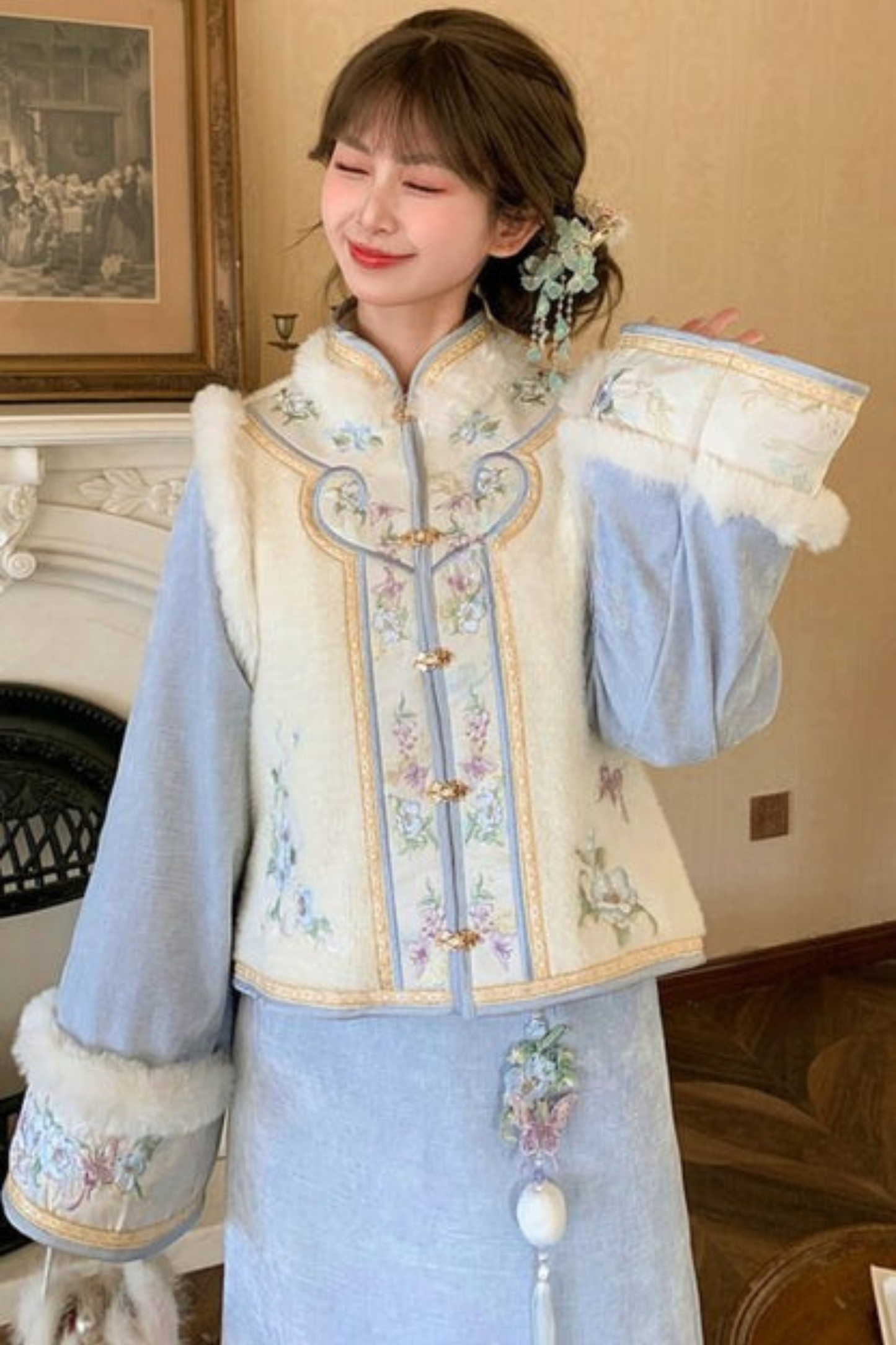 チャイナスノートップス+スカート