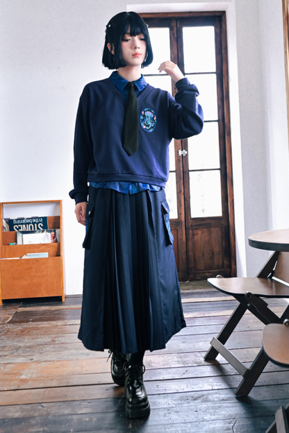 Faux Two-piece College Tops