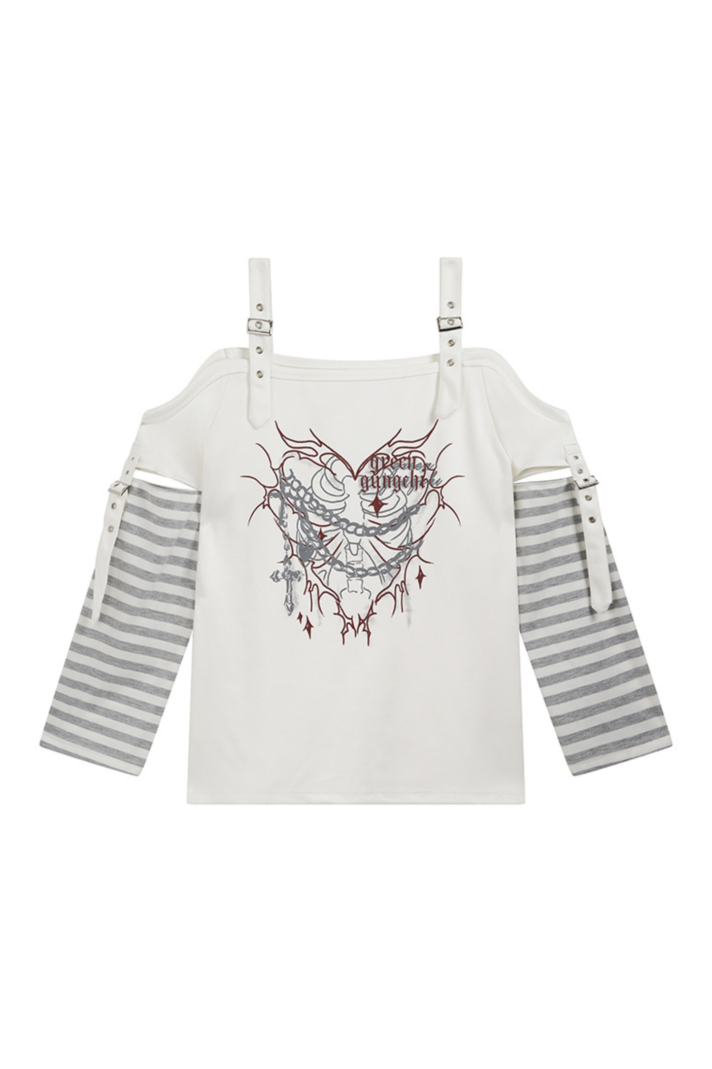 Dark Mode Striped Off-the-shoulder Top