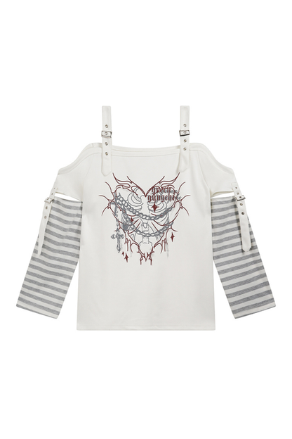 Dark Mode Striped Off-the-shoulder Top