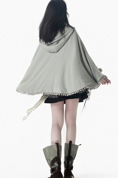 Check Ribbon Camisole Two Piece Jacket + Cape Coat + Skirt