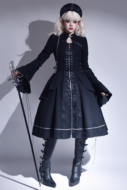 ダークナイトゴシックロリータドレス+ベールヘアアクセサリー