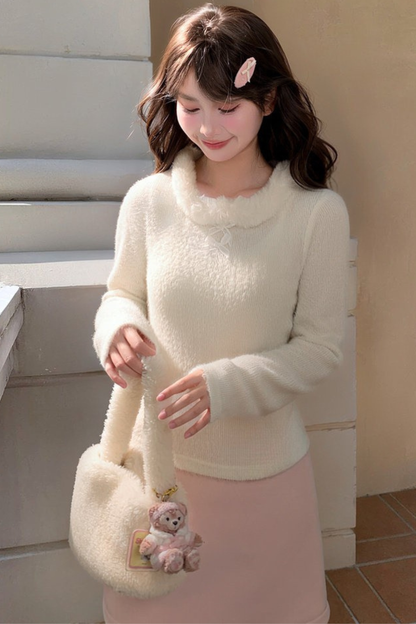 スイートリボンファーニットトップス