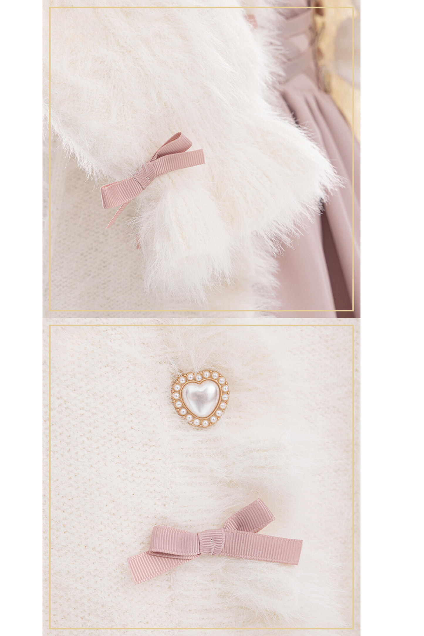 Powder Puff Ribbon Shaggy Fur Ruffle Knit Cardigan