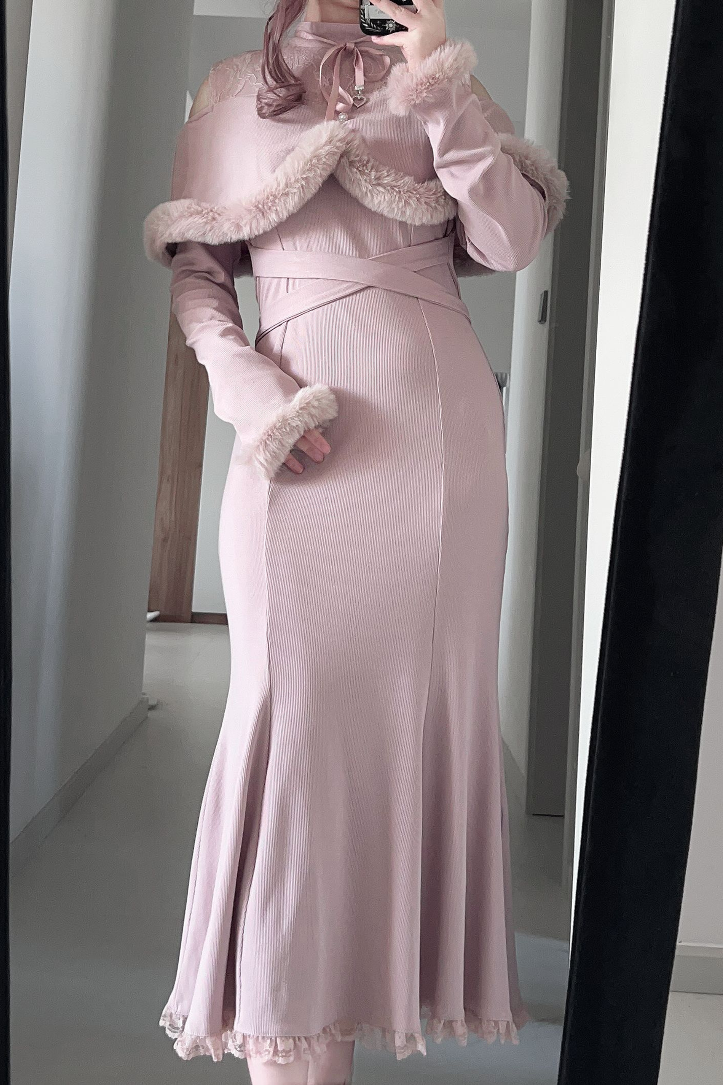 オフショルダークリアマーメイドワンピース