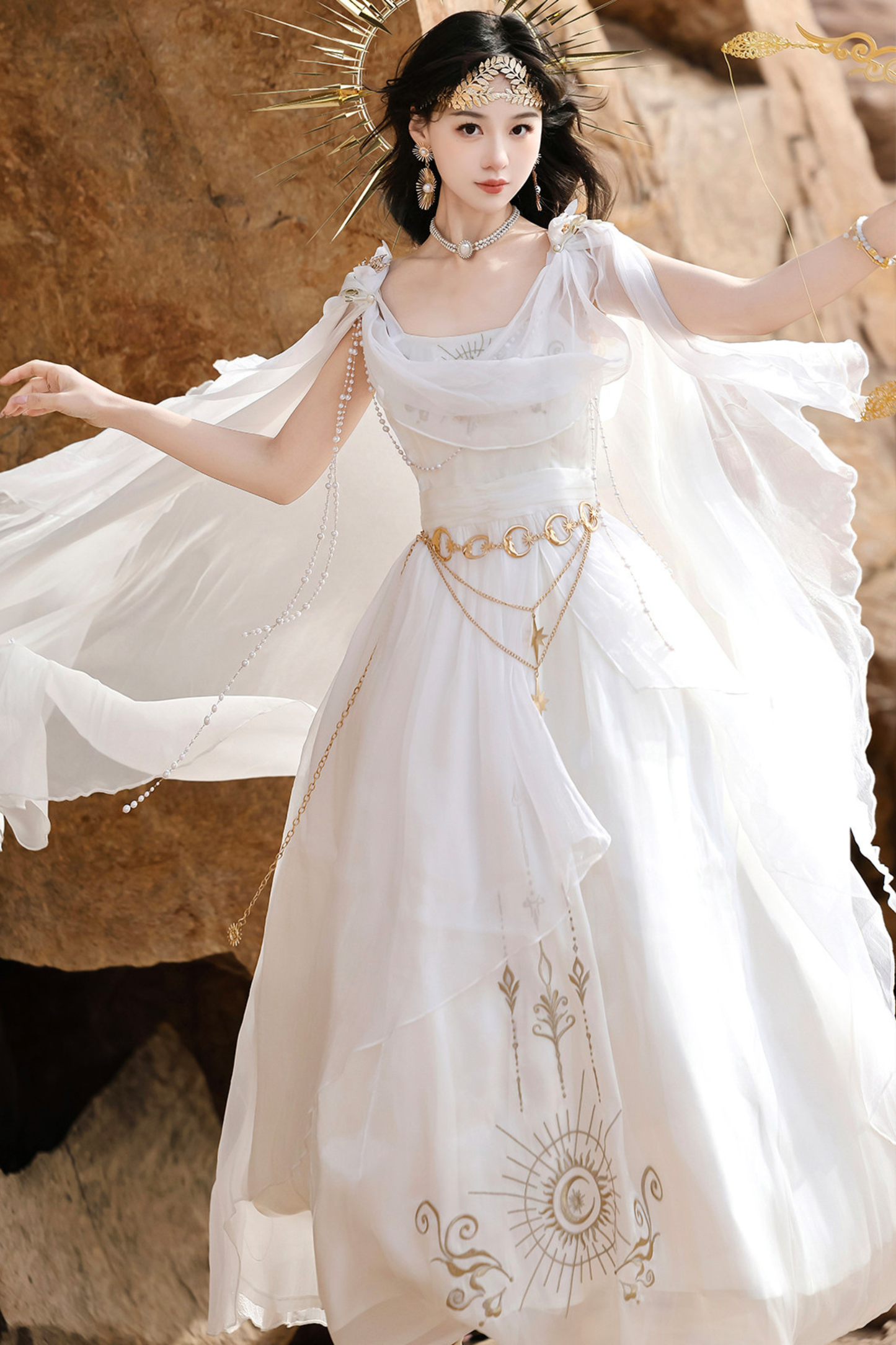 Märchenhaftes klassisches Lolita-Trägerkleid + Kapuzen-Cape