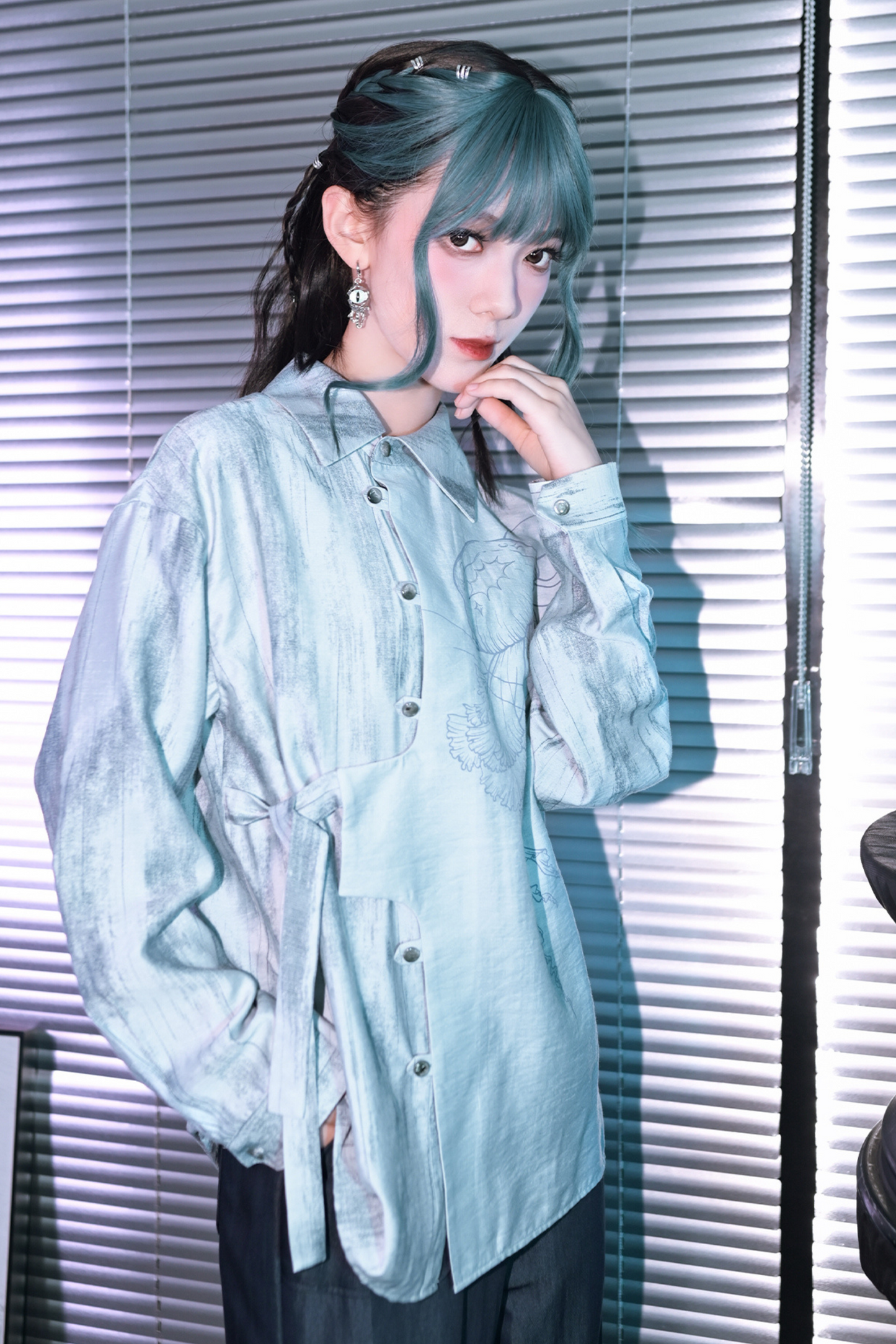 Asymmetrical Chinese design shirt