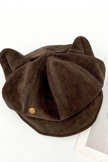 Retro Suede Cat Ear Beret