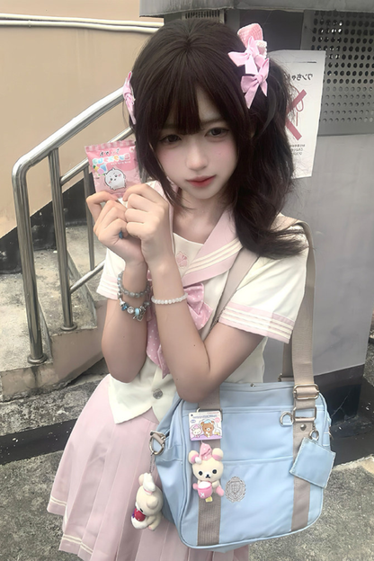 粉彩水手服上衣+裙子+絲帶