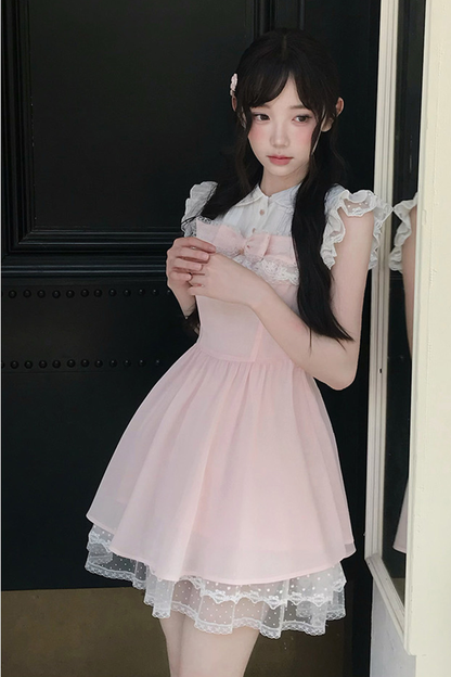 甜美风蕾丝公主连衣裙