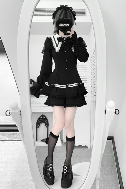 ゴシックフリルダークトップス+ショートパンツ