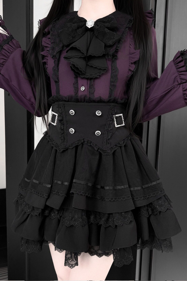 【3月13日予約締切】スイートティーレースプリンセススリーブリボンシャツ+ケーキスカート