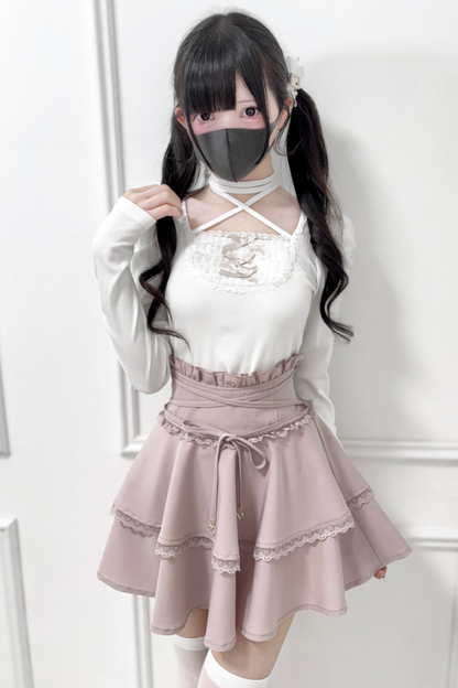 Ribbon Strap Knit Top
