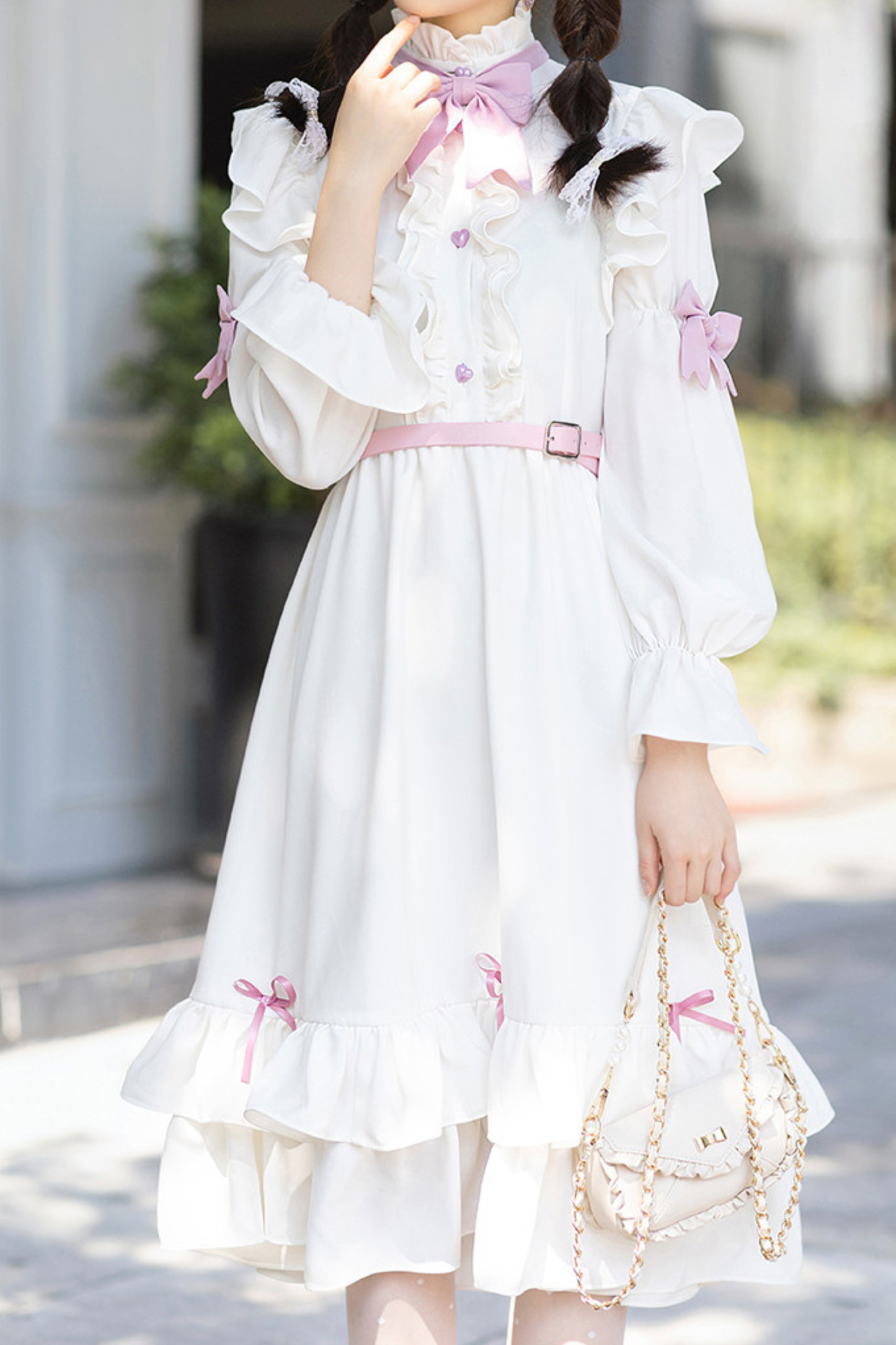 French Retro Girly Elegant Dress + Ribbon