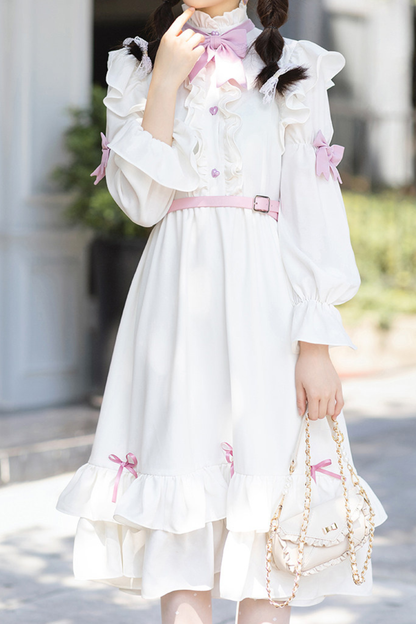 French Retro Girly Elegant Dress + Ribbon