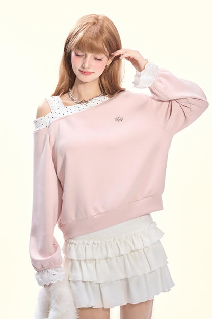 Dot Sweet Cream Pink Sweatshirt