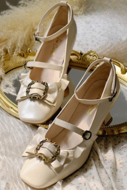 レザーリボンフリルロリータヒール