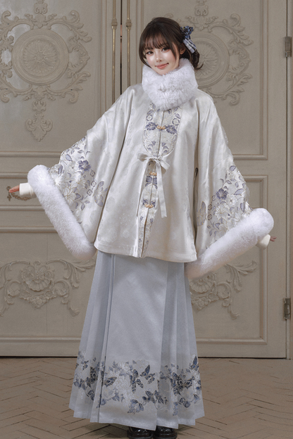 China Snow Fleece Jacket + Fur Shawl + Skirt