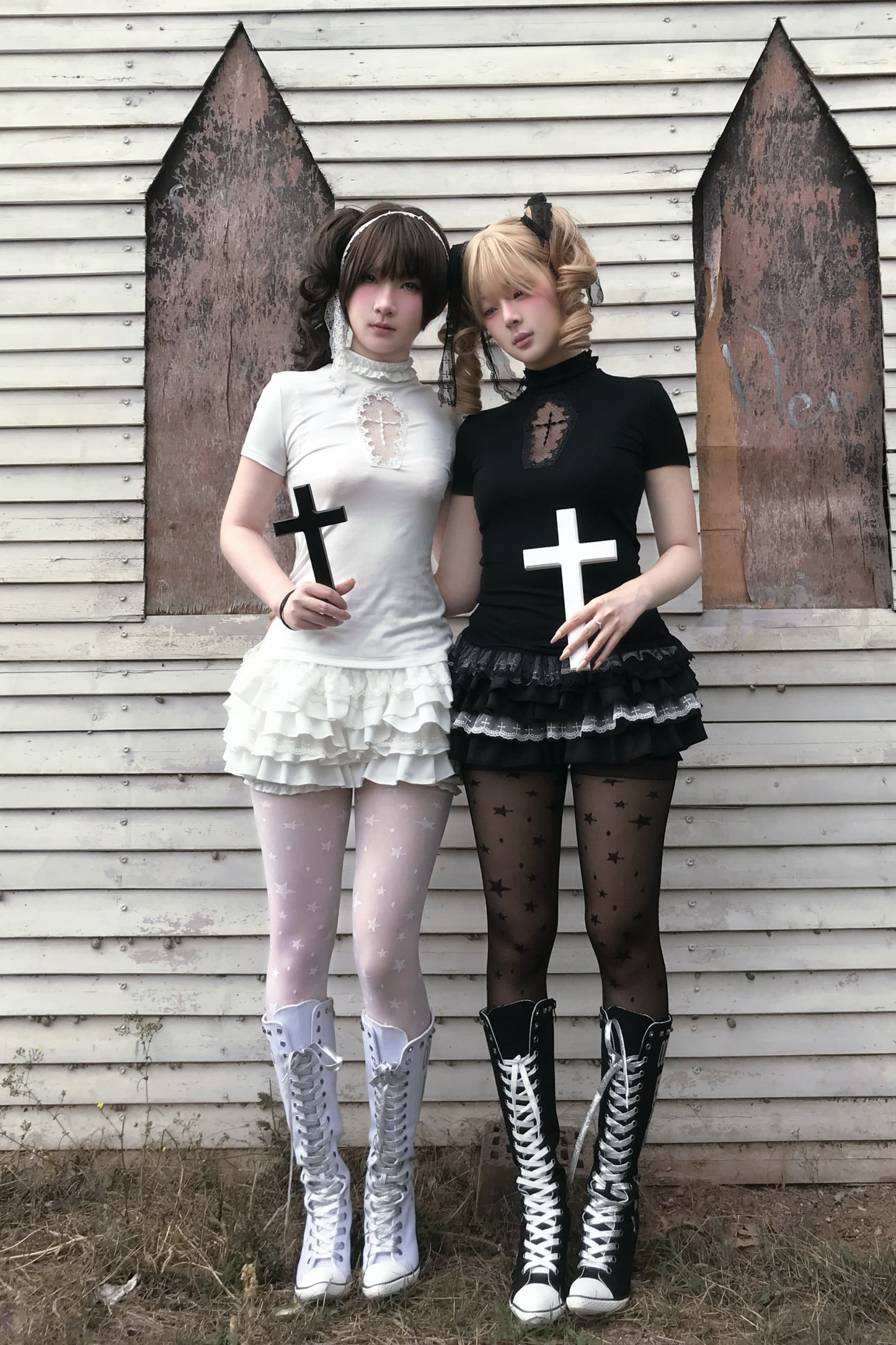 Cross Stitch Gothic Girl Top + Ruffle Pumpkin Pants