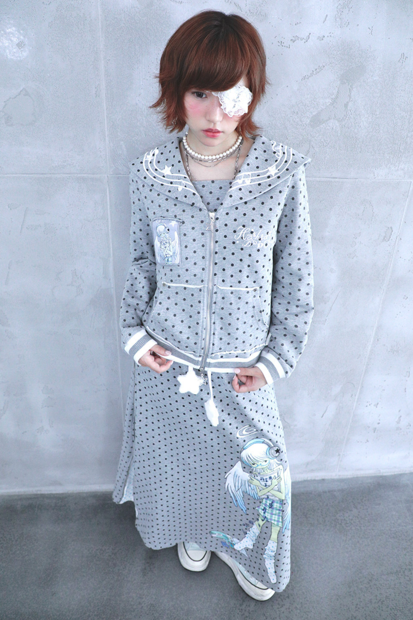 Polka Dot Embroidery Sailor Jacket