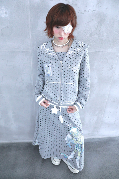 Polka Dot Embroidery Sailor Jacket