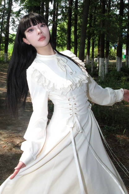 French Retro Elegant Lace Long Dress