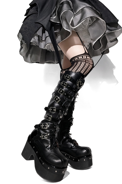 Dark Belt Design Boots