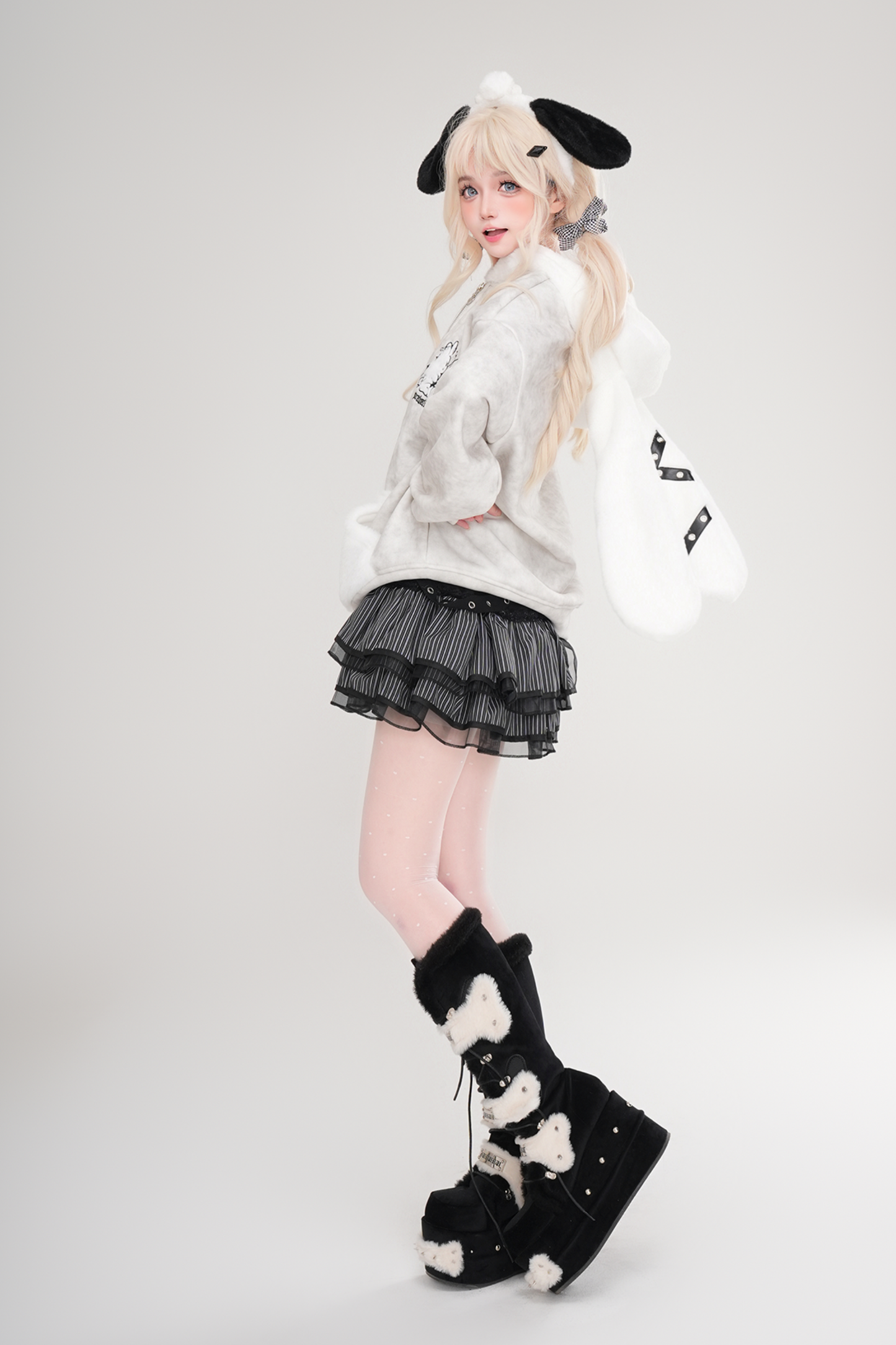 キュートバニーイヤーフリースジャケット