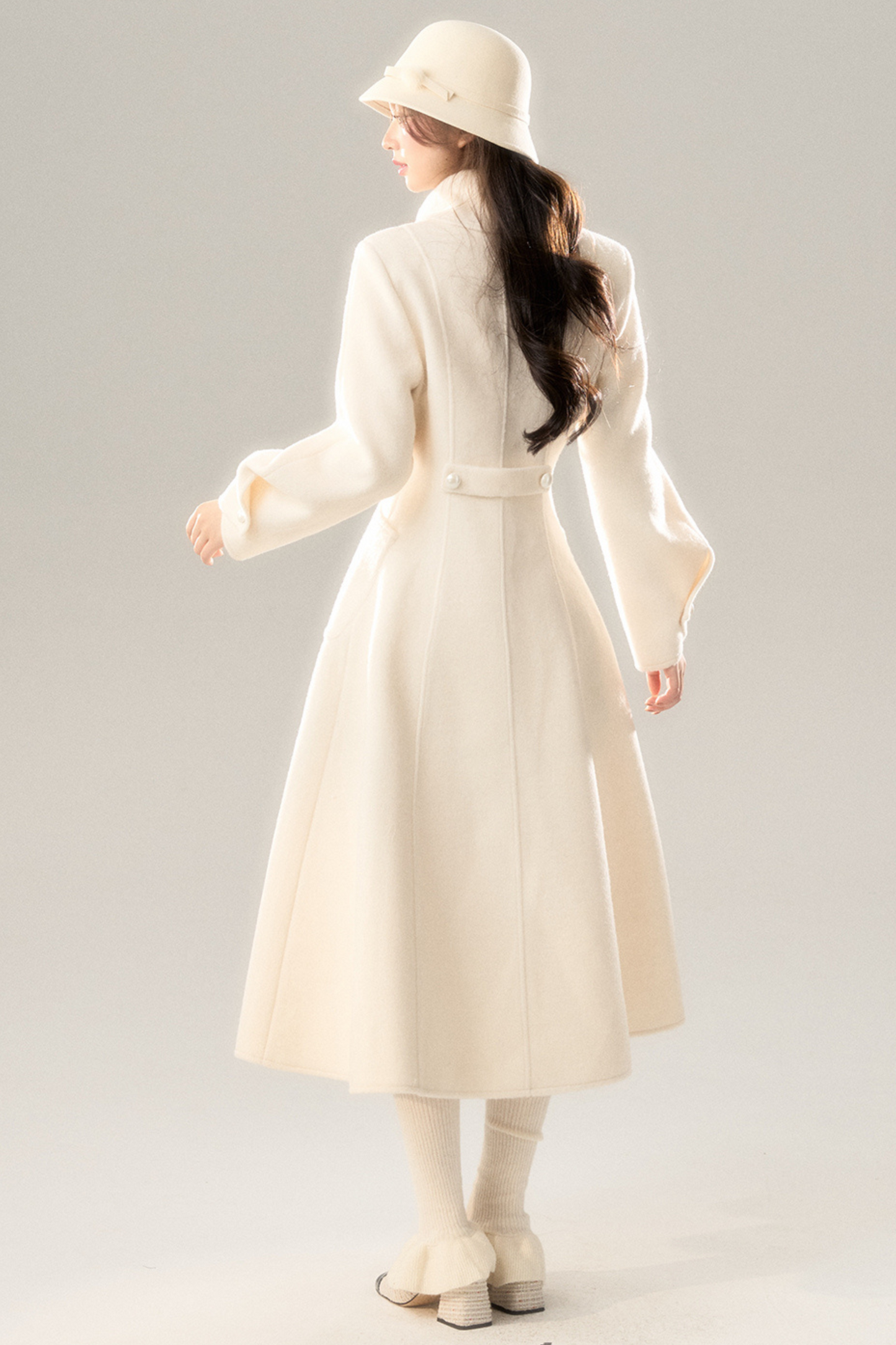 White Moonlight Scarf Collar Coat