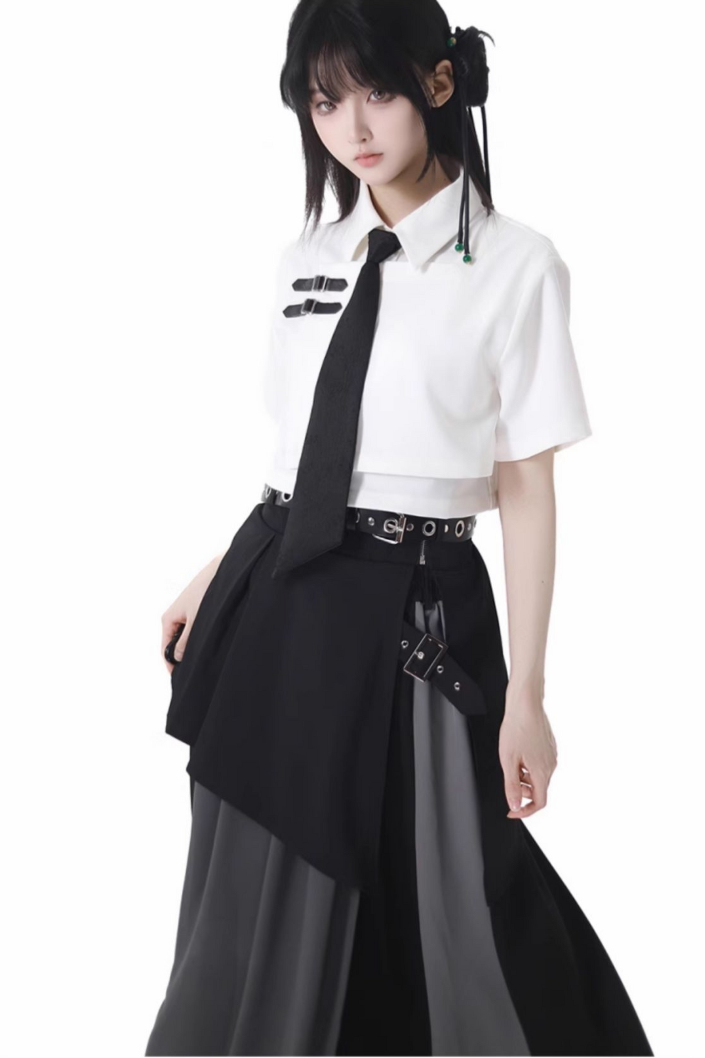 Mode tie short shirt + culottes ++ asymmetrical skirt + long skirt