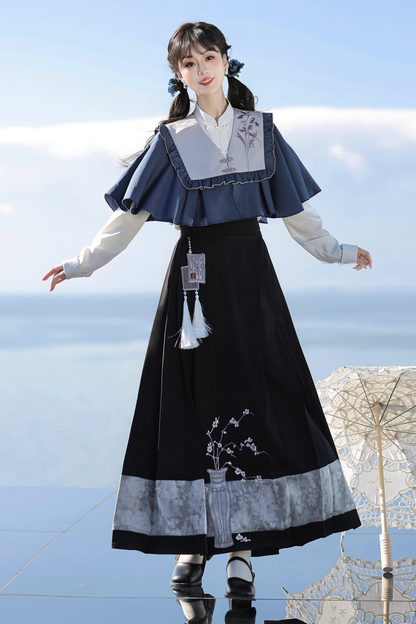 Train Book Fragrance China Top + Shawl + Skirt