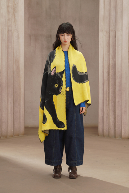 黒猫ビッグニットマフラー