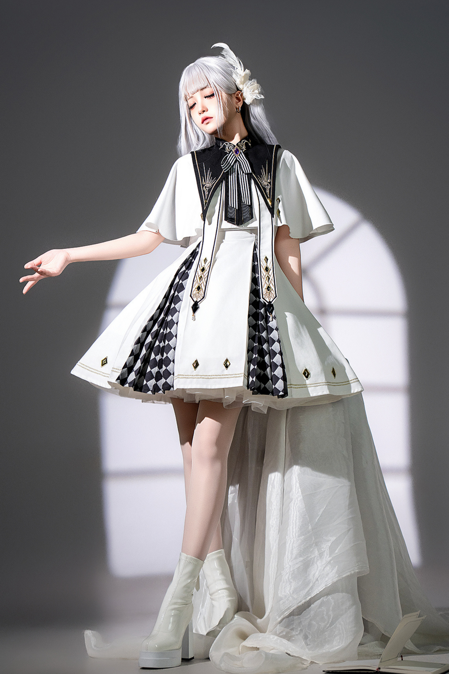 Real Aigothic Style Lolita Dress + Cape + False Collar