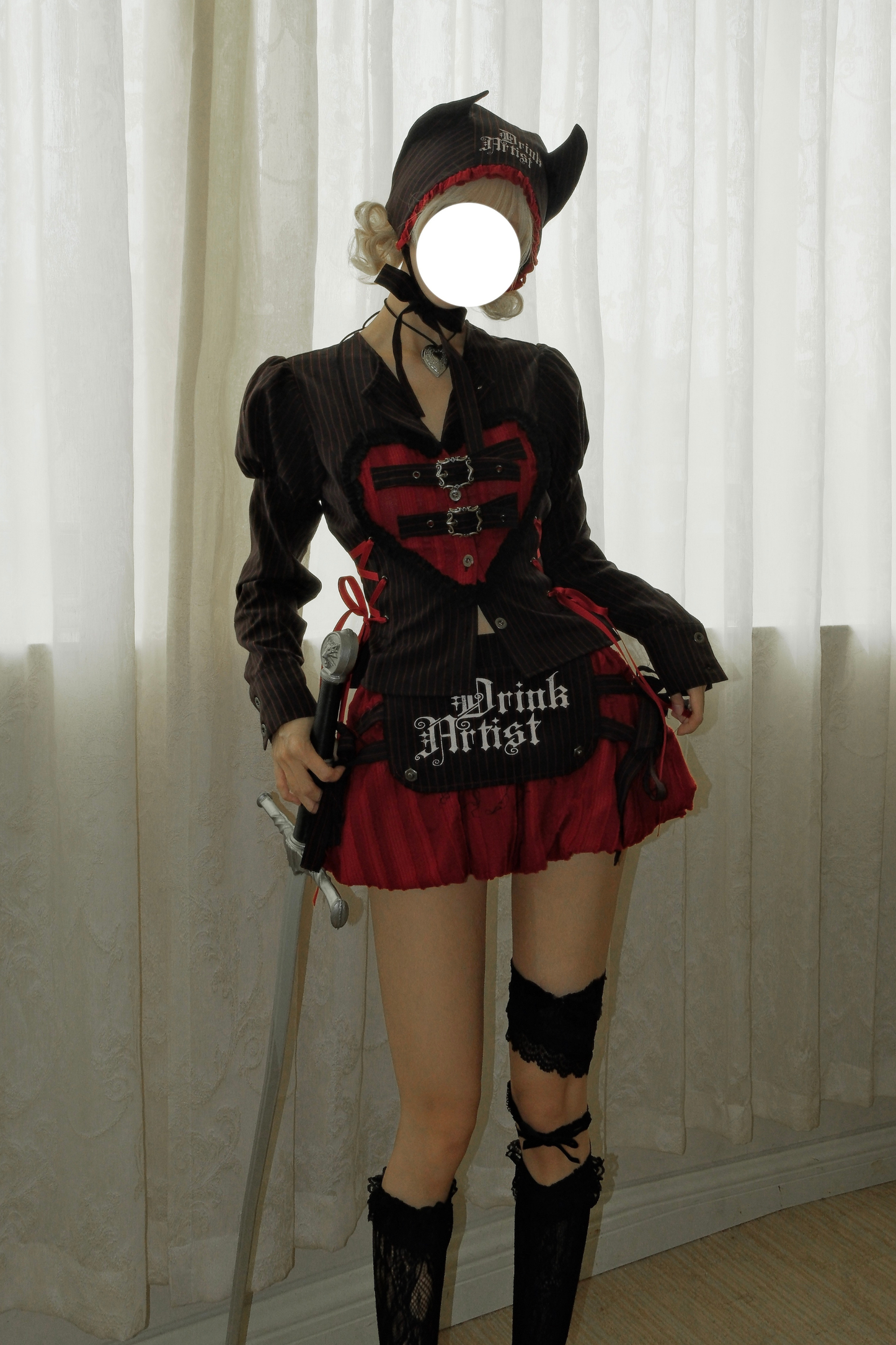 ゴシックガールハートバックルトップス+バルーンスカート