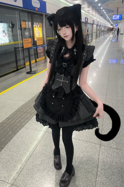 エンジェルストライプクロスベスト+トップス+スカート