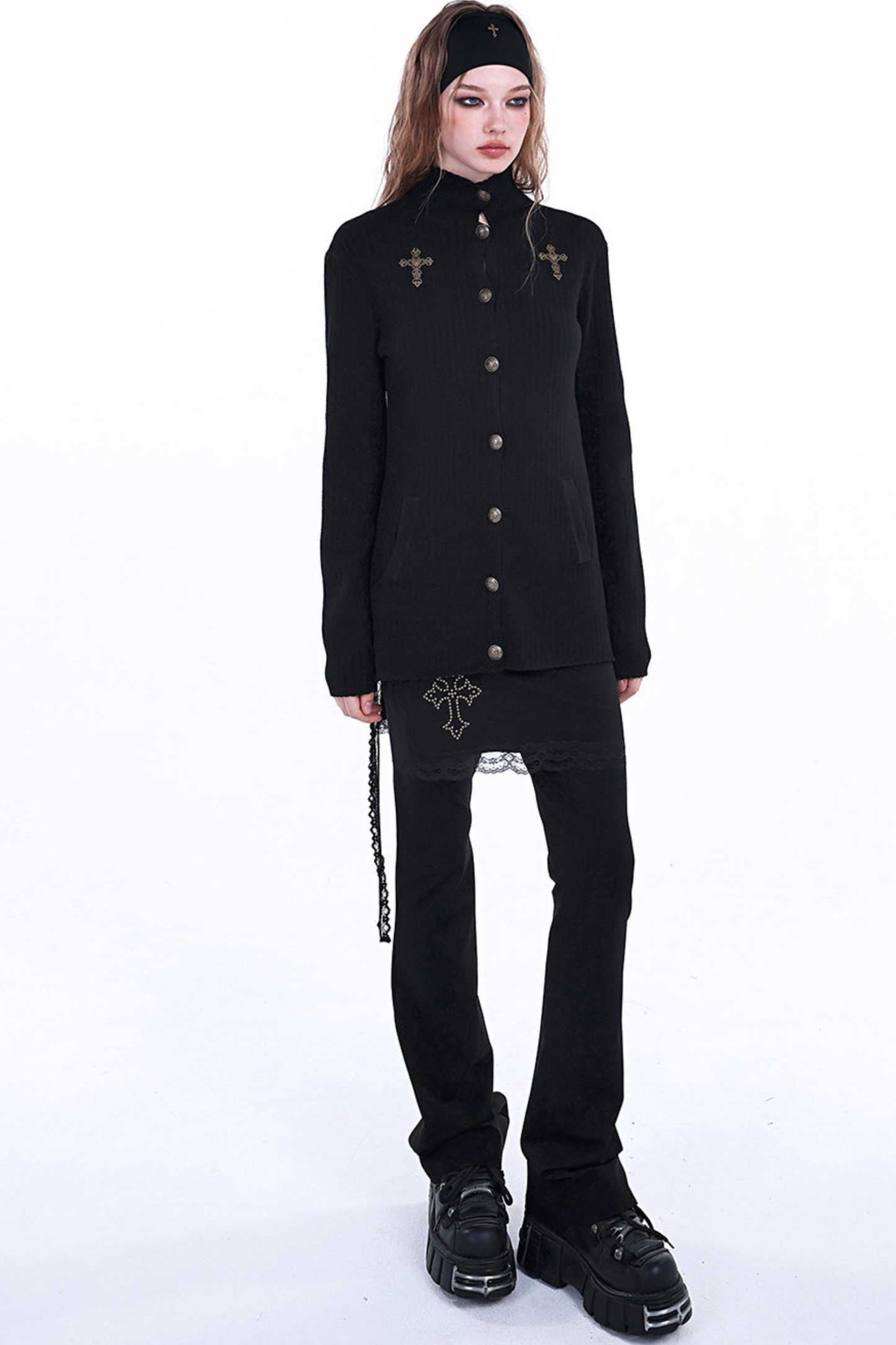 ゴシックスリムクロスエプロンパンツ