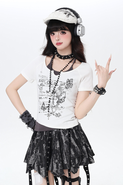 Butterfly Halter Color Block Top
