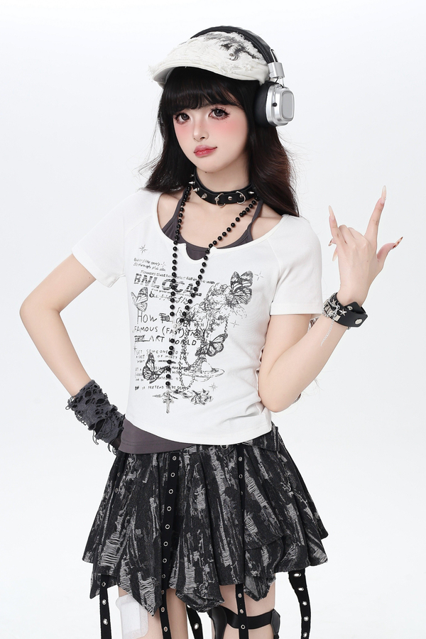 Butterfly Halter Color Block Top