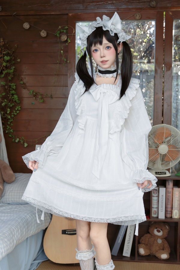 White Lace Princess Dress + Hairband