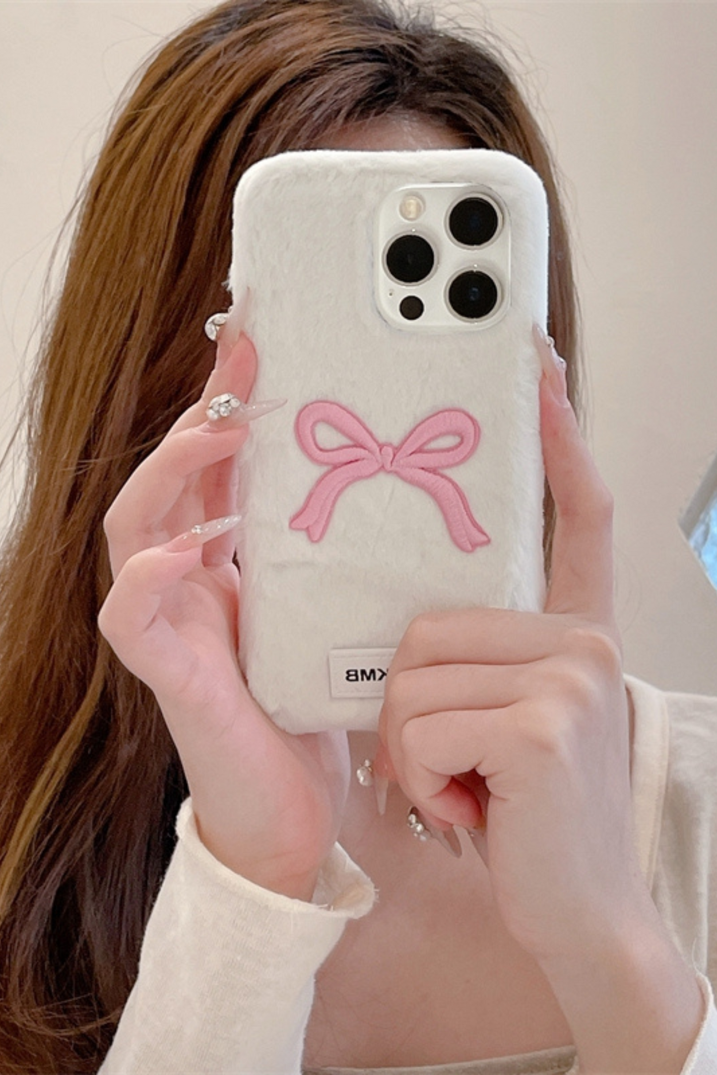 Sweet Ribbon Milky Fur iPhone Case