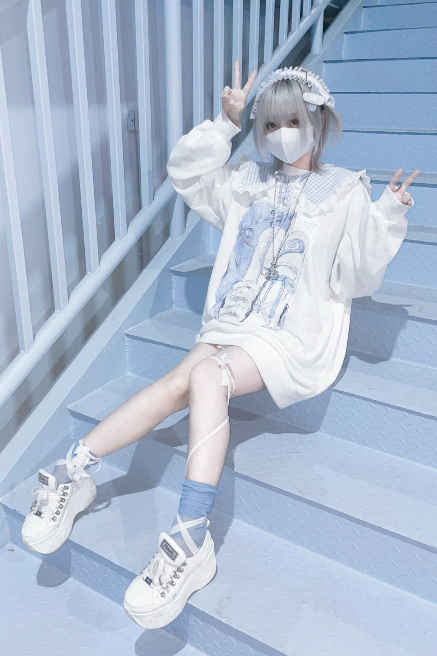 【天使界隈】ホワイトバードアクアルーズスウェットワンピース